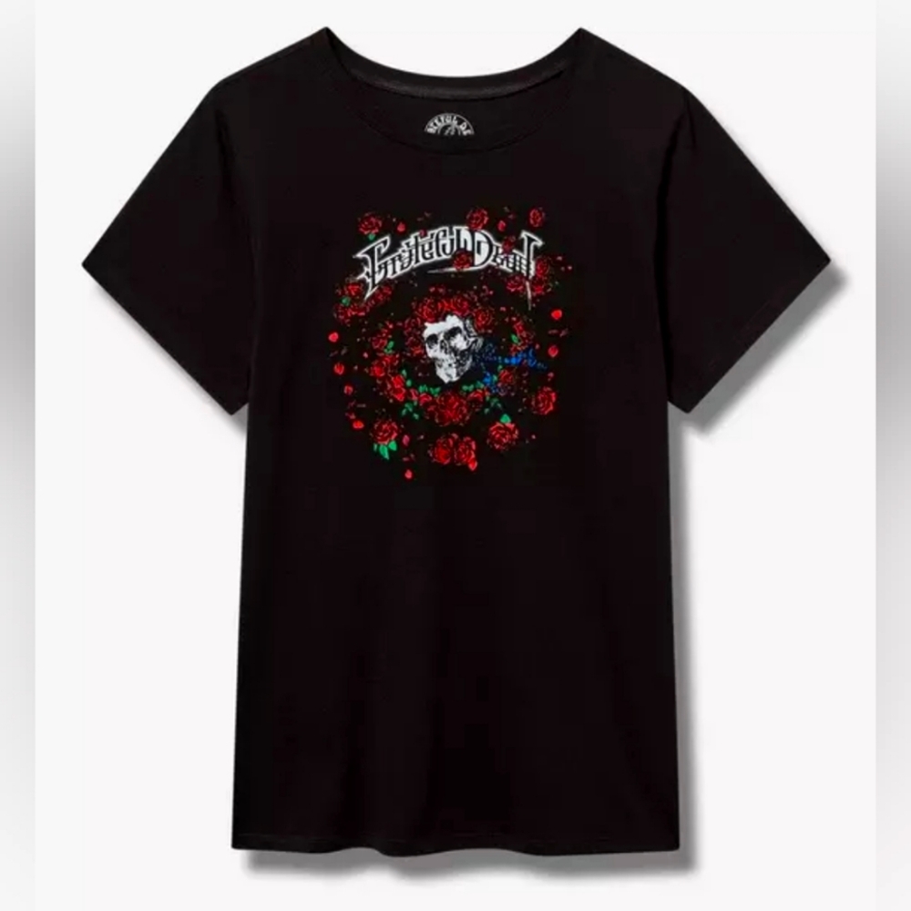 Torrid Grateful Dead Black & Red Roses Band Tee T Shirt Women Plus Size 4X Nwt